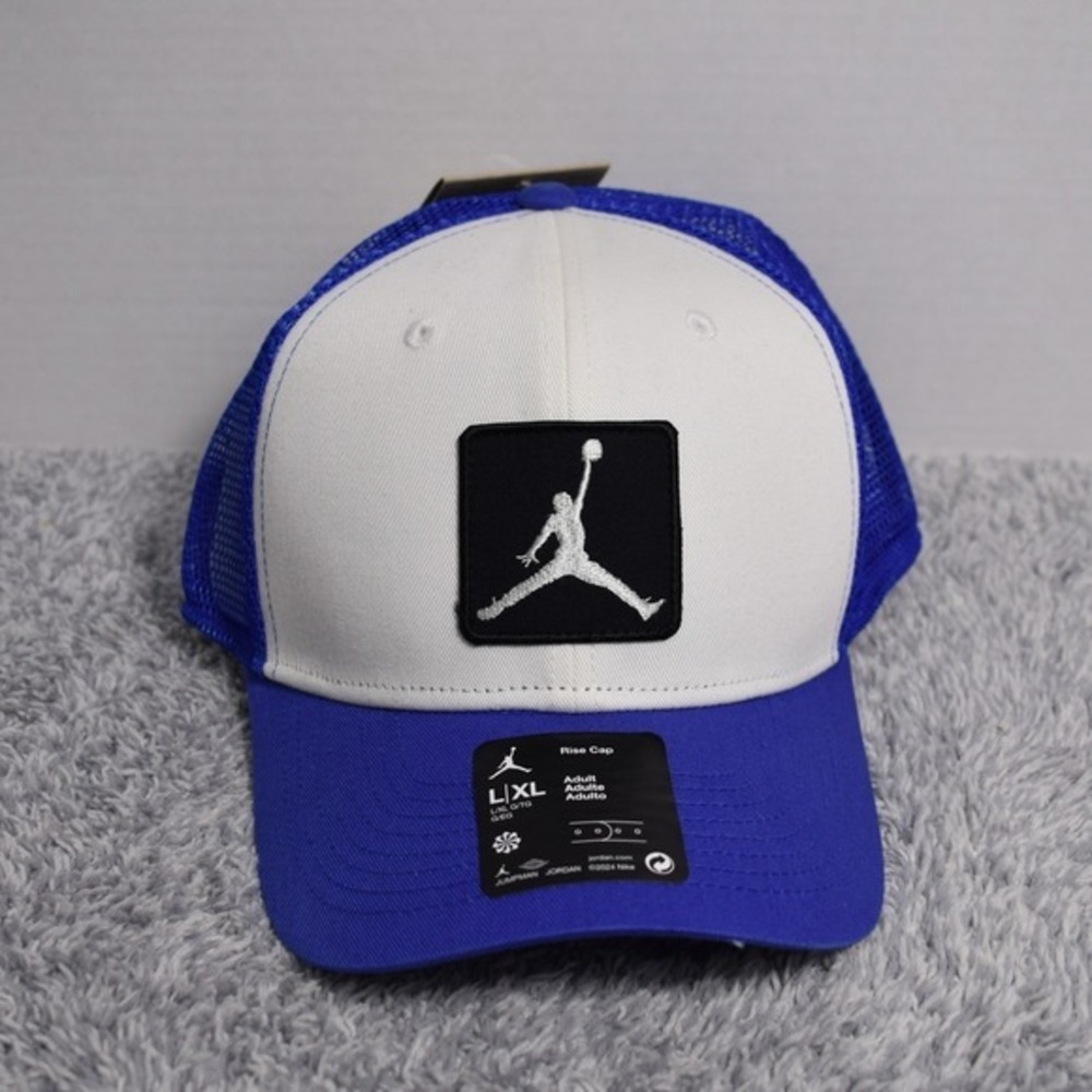 Nike Jordan Jumpman Rise Cap Snapback Hat Size L/XL Blue White FZ0774-133 NEW